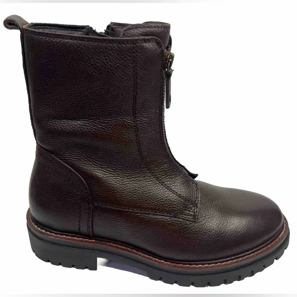 NWT ALBERTO TORRESI GENUINE LEATHER Mid-Calf Front Side‎ Zip Brown Boots 40 US 9
